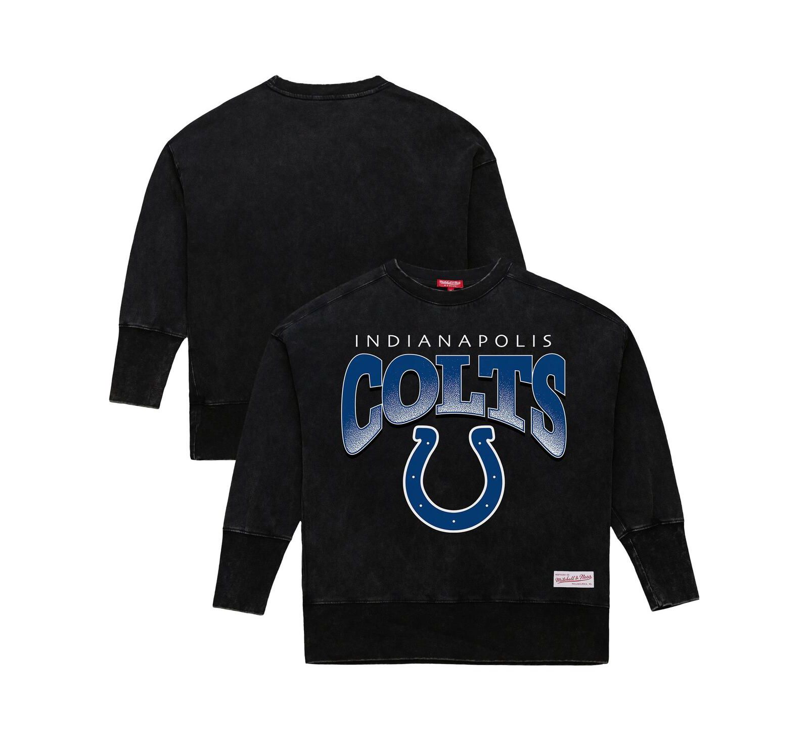 Mitchell & Ness Женская толстовка Indianapolis Colts Delineate Mineral Wash Crewneck, черная