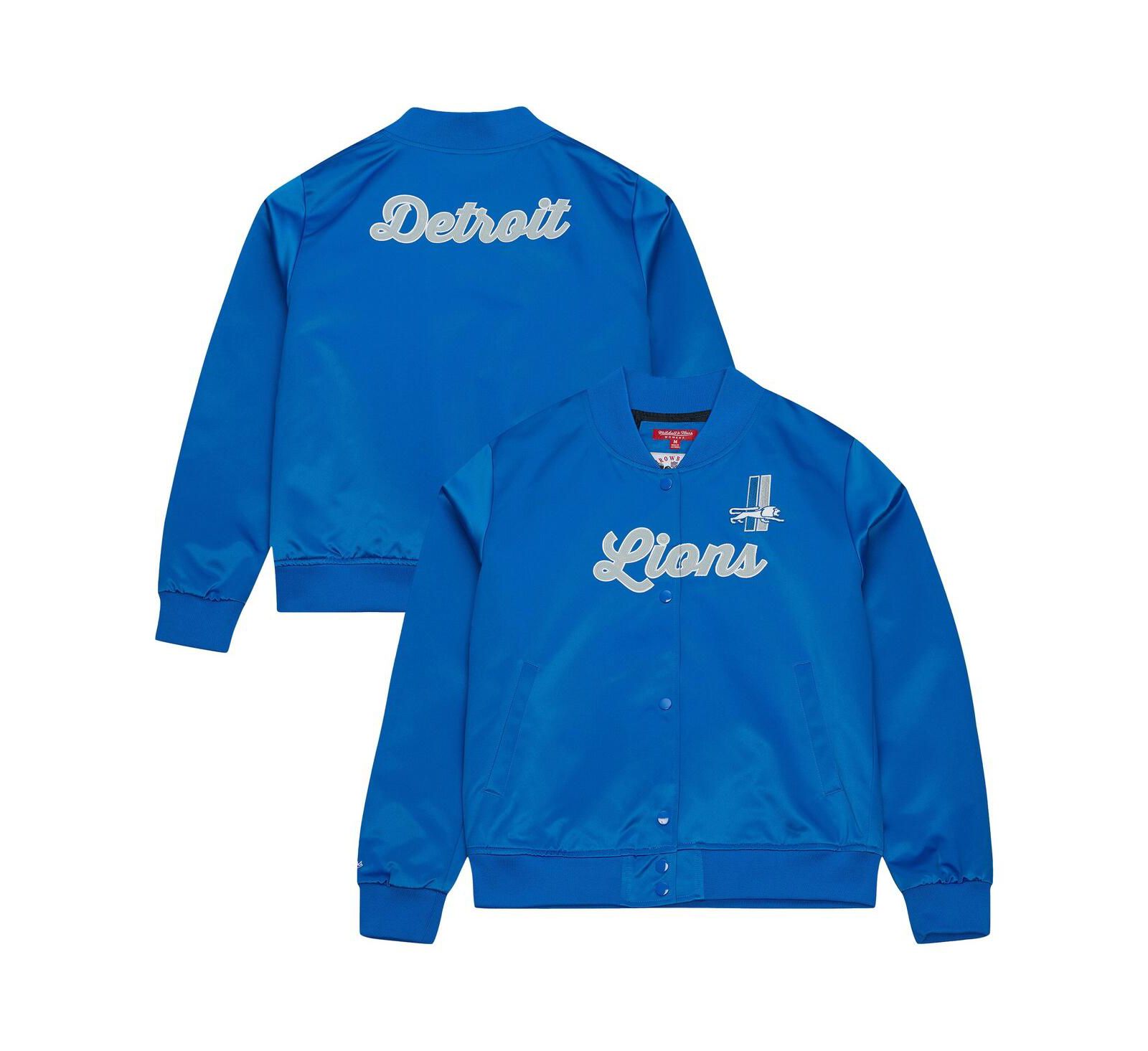 Mitchell & Ness Women's Blue Detroit Lions Full-Snap Satin Jacket