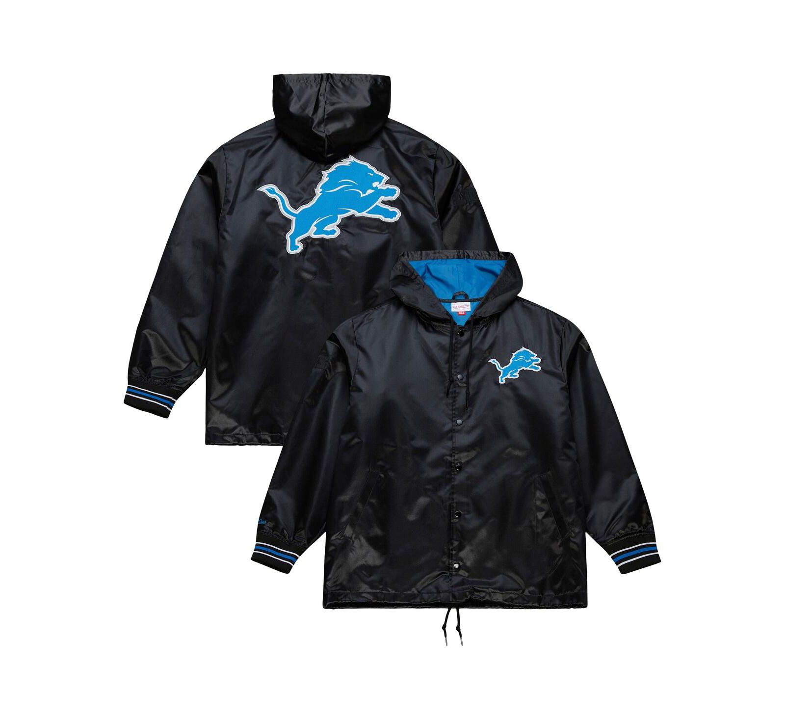 Mitchell & Ness Men's Black Detroit Lions Downtown Satin Full-Snap Jacket