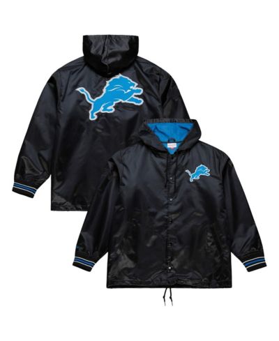 Мужская атласная куртка Mitchell & Ness Black Detroit Lions Downtown Full-Snap