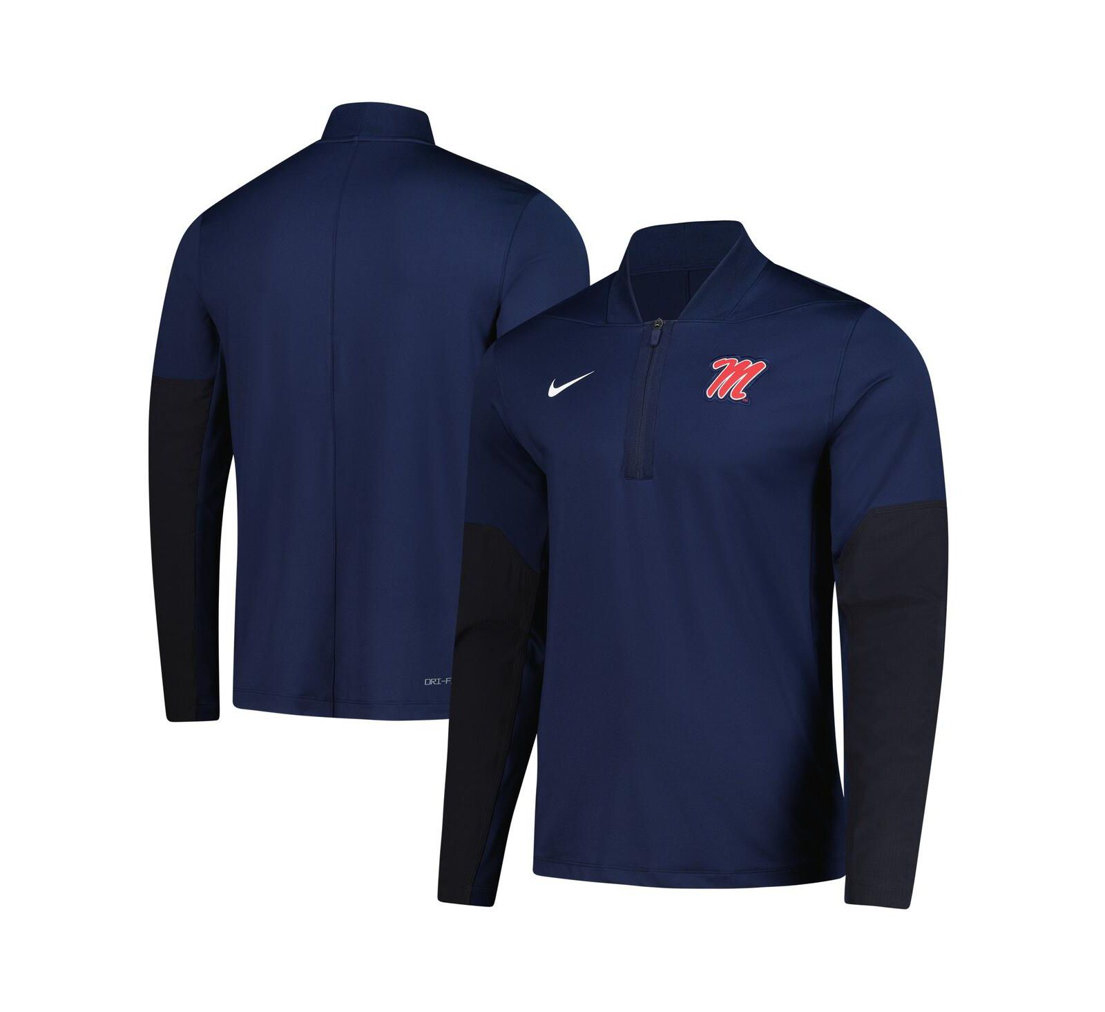 Nike Men's Navy Ole Miss Rebels Dri-FIT Half-Zip Pullover Hoodie