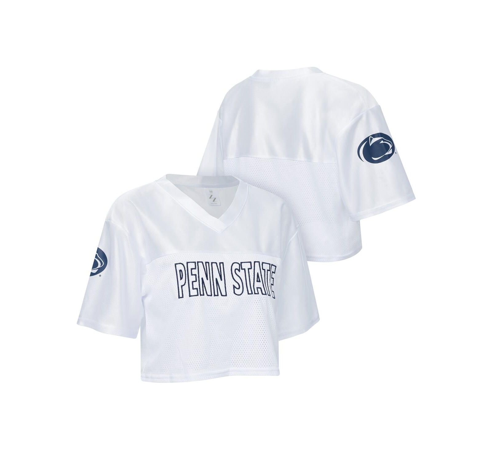 Женская укороченная сетчатая футболка ZooZatz Penn State Nittany Lions, белая, V-образный вырез