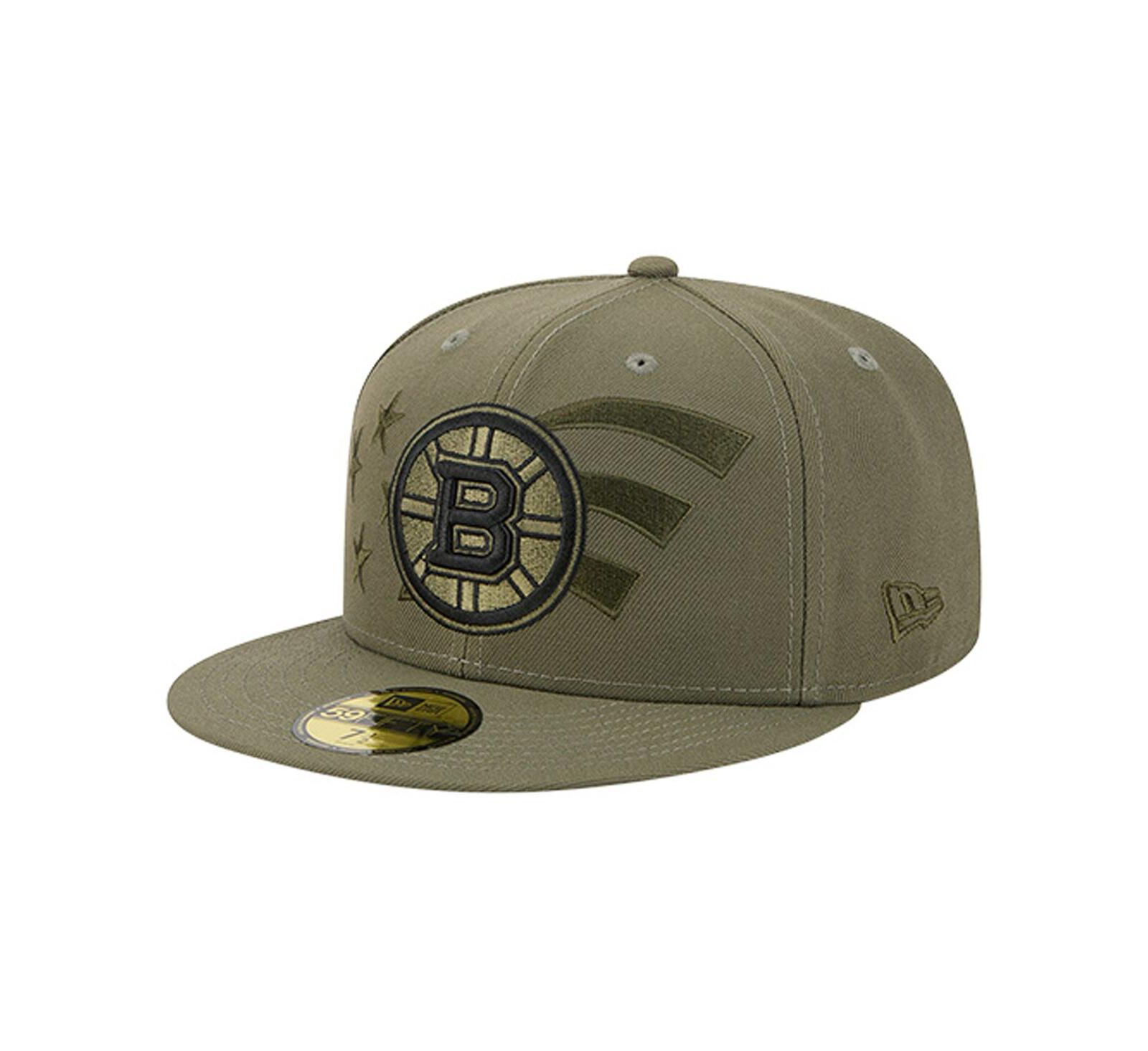 New Era Men's Olive Boston Bruins Military Appreciation Flag 59FIFTY Fitted Hat