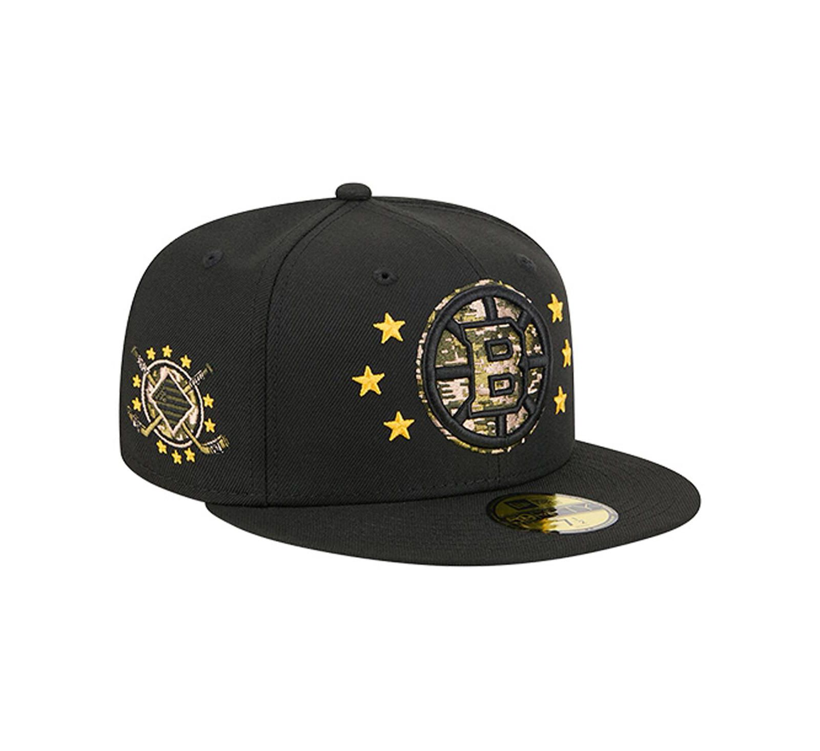 Мужская кепка New Era Black Boston Bruins Military Appreciation Digital Camo Stars 59FIFTY Fitted