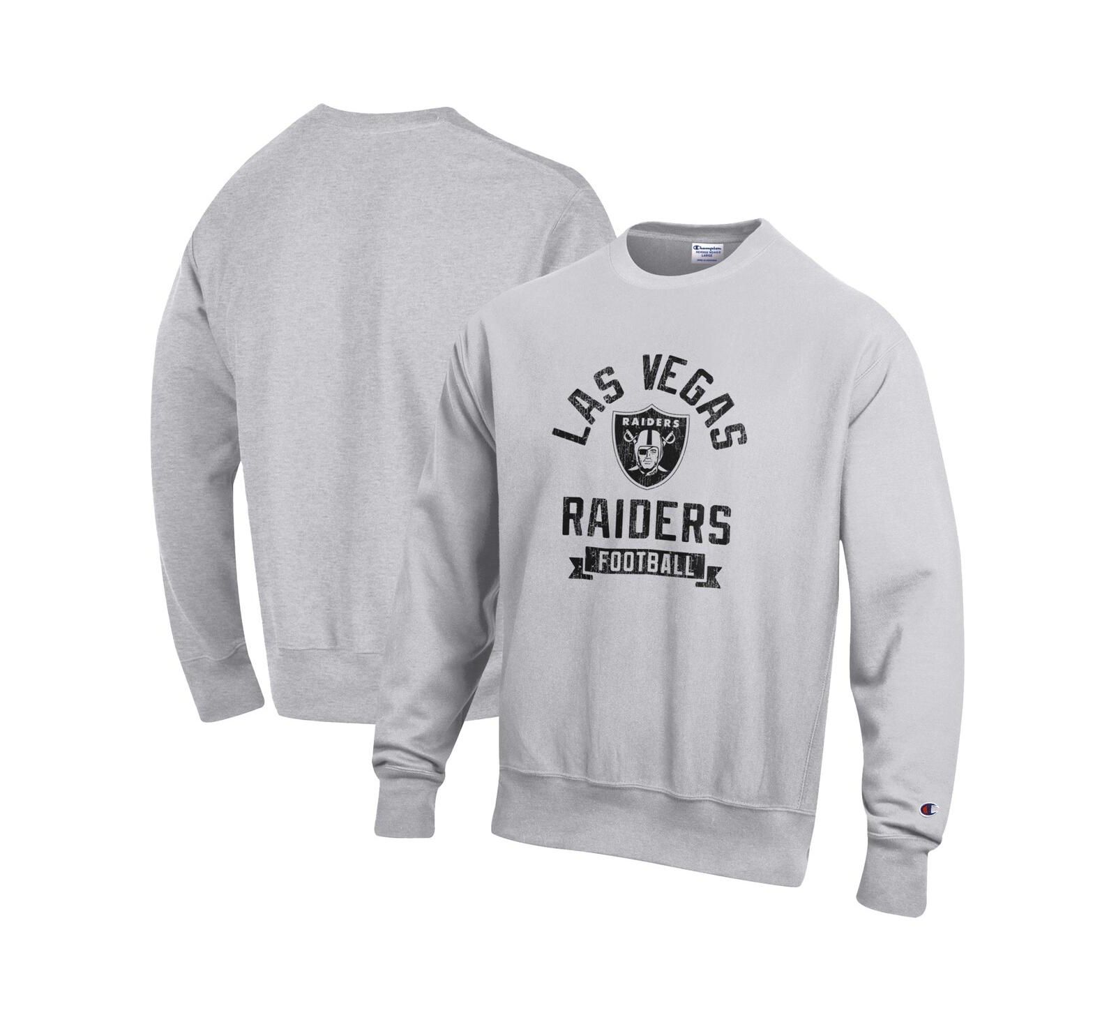 Champion Men's Heather Gray Las Vegas Raiders Reverse Weave Fleece Pullover Sweatshirt