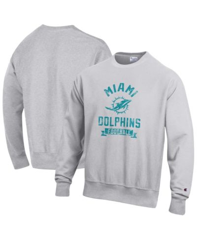 Champion Men's Heather Gray Miami Dolphins Reverse Weave Fleece Pullover Sweatshirt