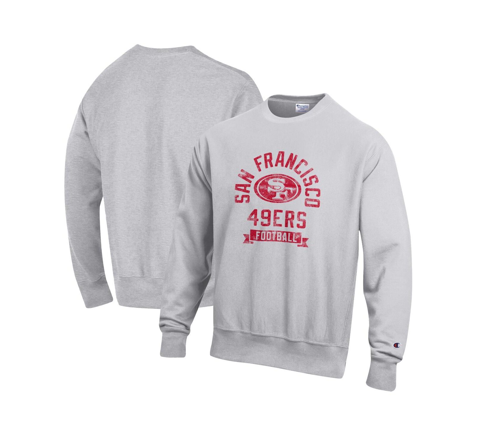 Champion Men's Heather Gray San Francisco 49ers Reverse Weave Fleece Pullover Sweatshirt