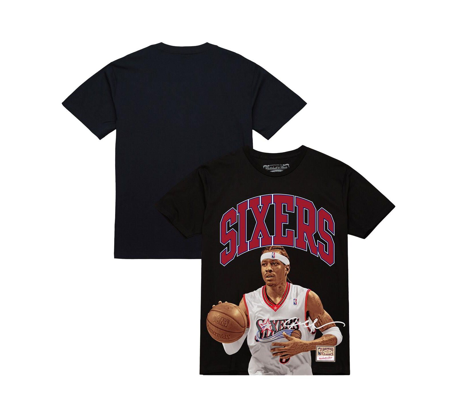 Mitchell & Ness Men's Allen Iverson Black Philadelphia 76ers Hardwood Classics Player Arch T-Shirt