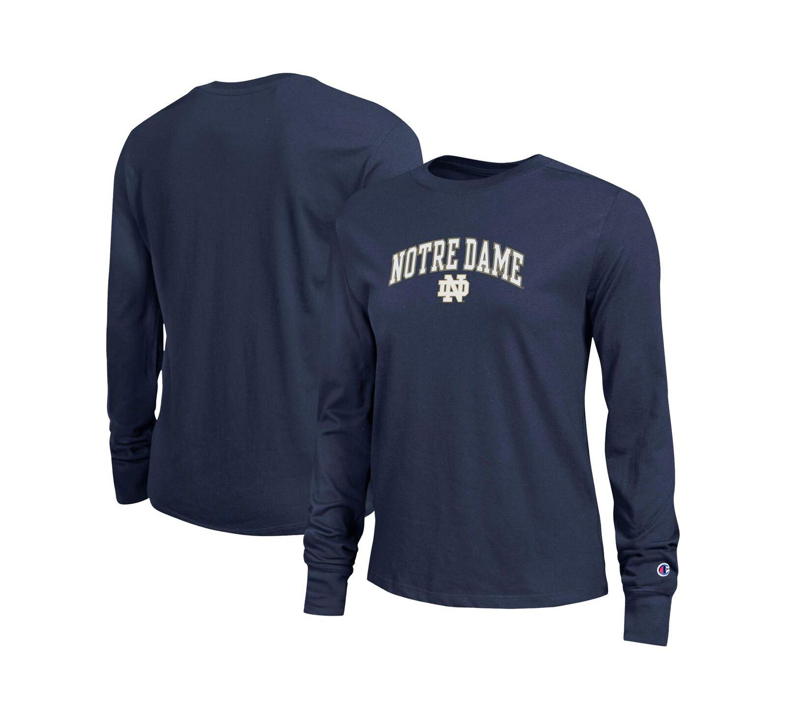 Champion Women's Navy Notre Dame Fighting Irish Arch Over Logo Long Sleeve T-Shirt