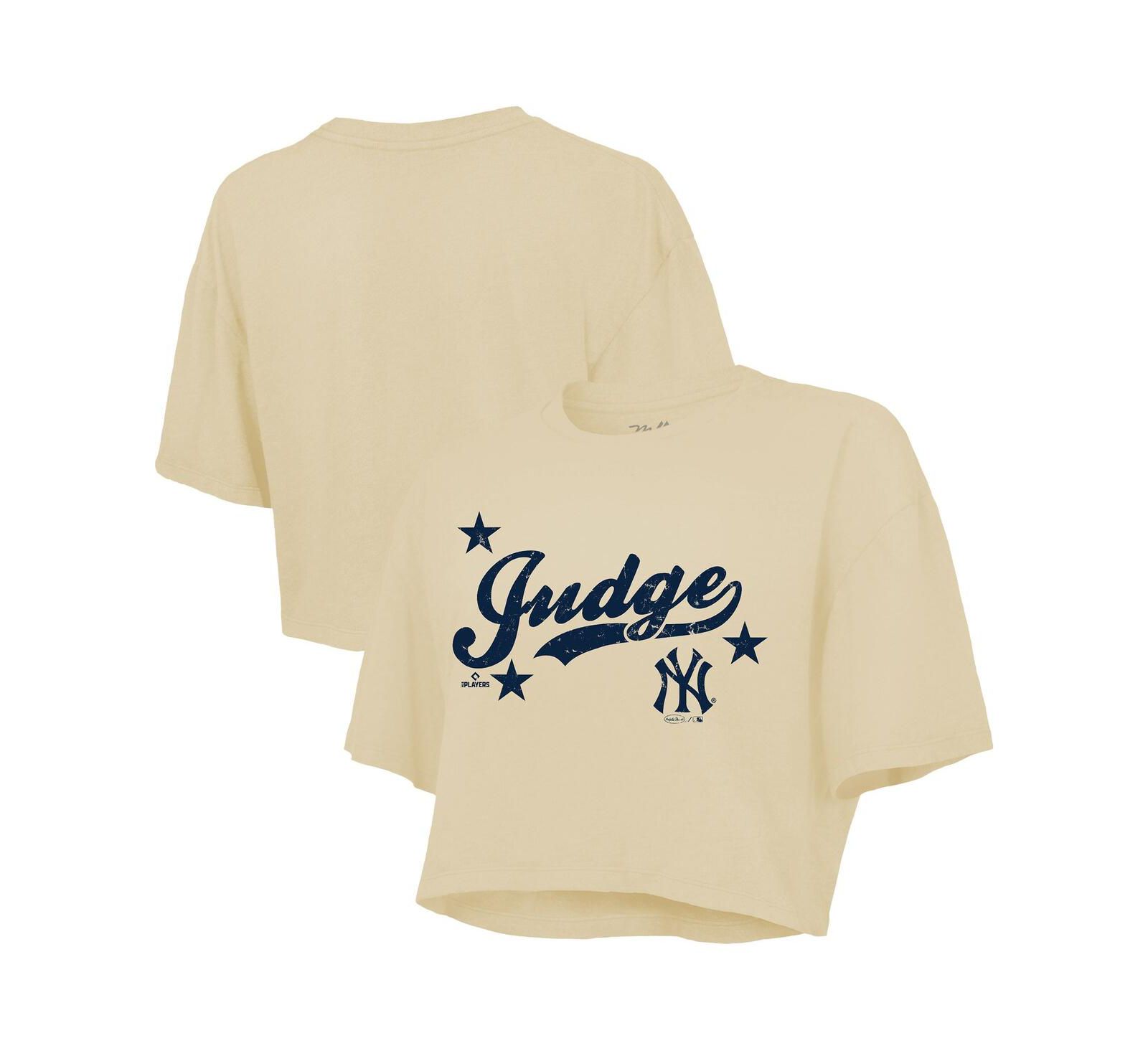 Женский укороченный топ Majestic Aaron Judge New York Yankees Cream Boxy Crop Top