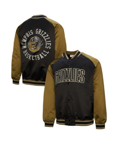 Мужская куртка Mitchell & Ness Men's Olive/Black Memphis Grizzlies Clutch Satin Raglan Full-Snap Jacket