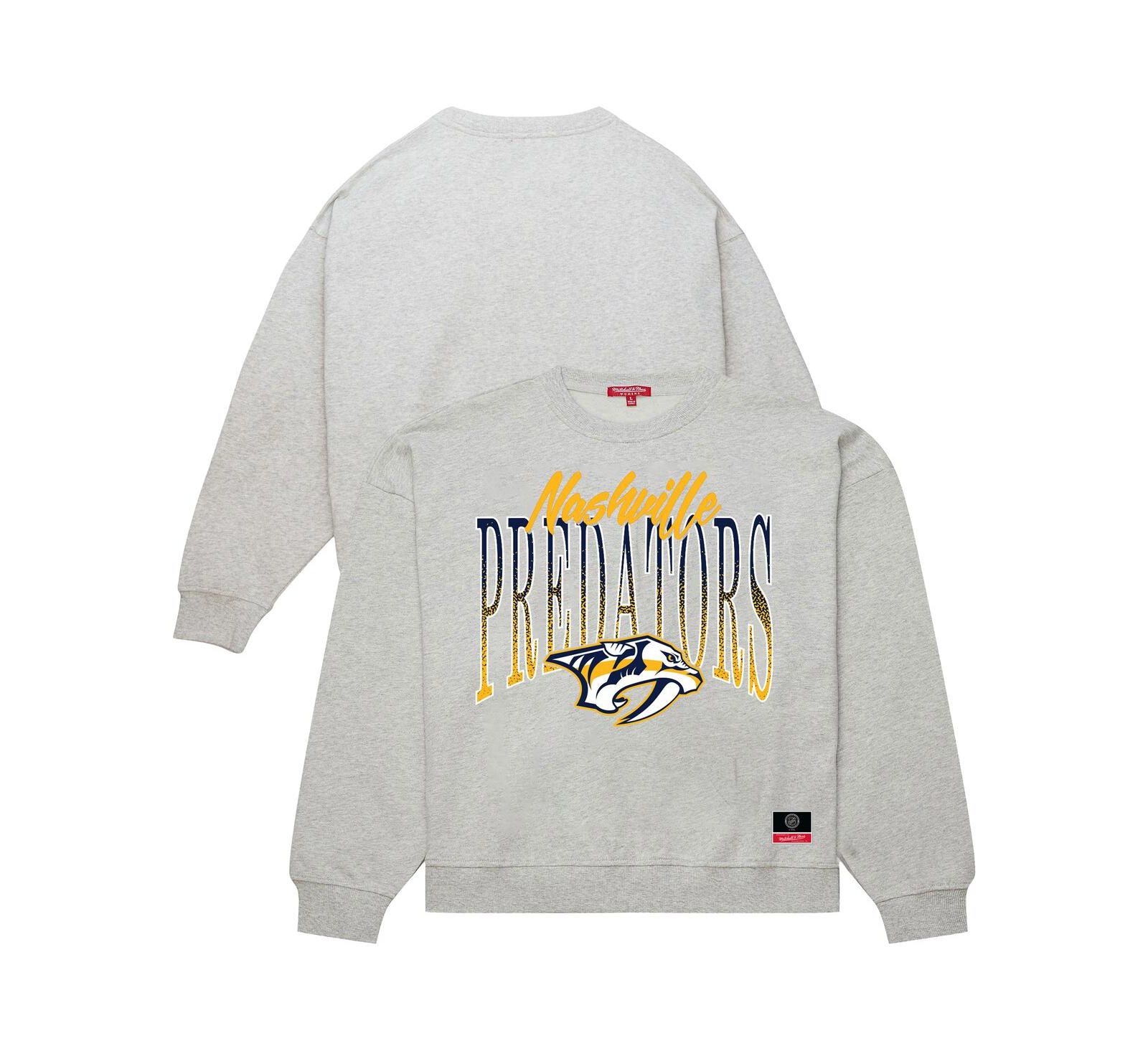 Женская толстовка Mitchell & Ness Heather Gray Nashville Predators Hockey Night
