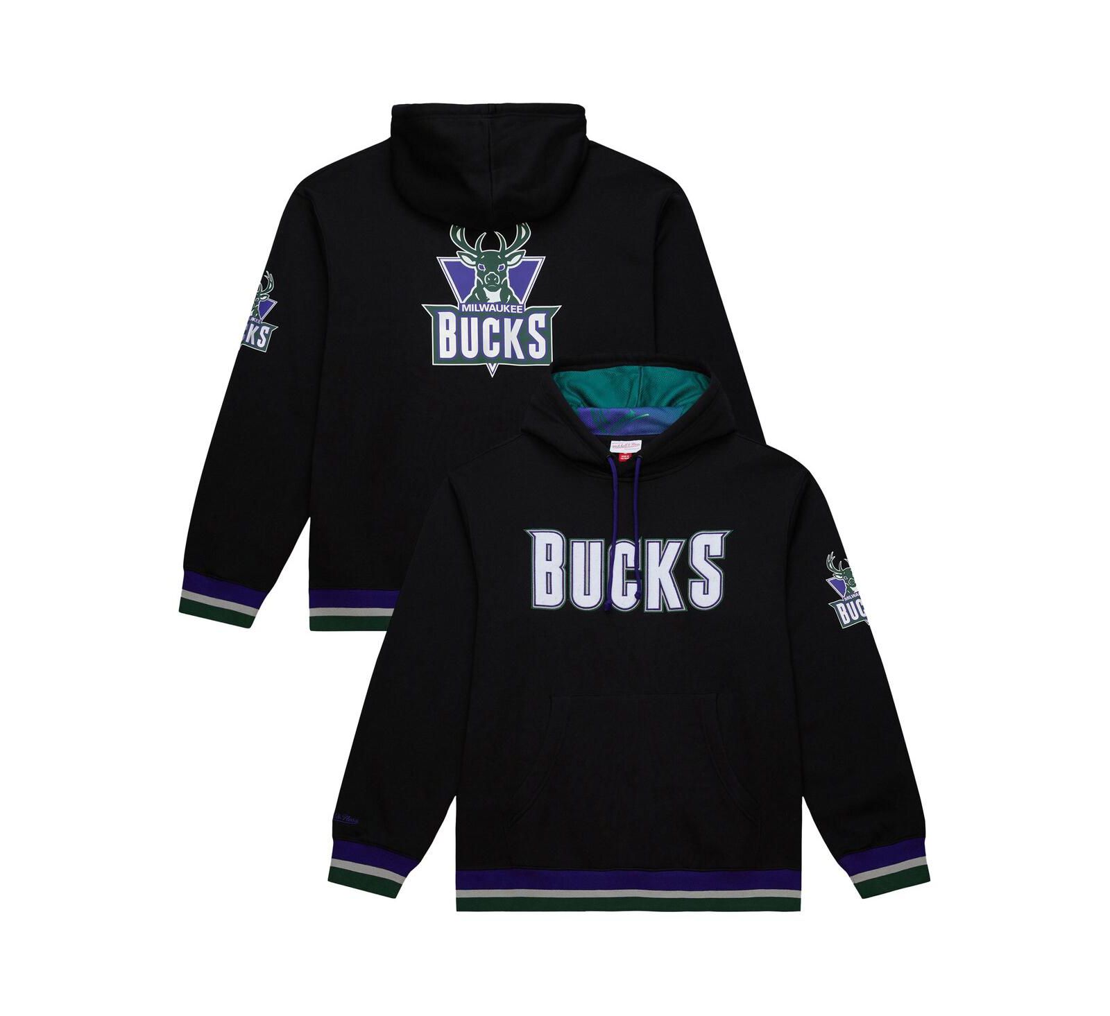 Мужское и женское худи Mitchell & Ness Black Milwaukee Bucks Heavyweight