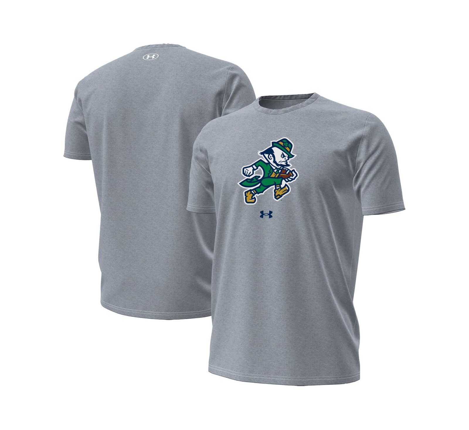 Under Armour Men's Gray Notre Dame Fighting Irish Leprechaun Performance T-Shirt