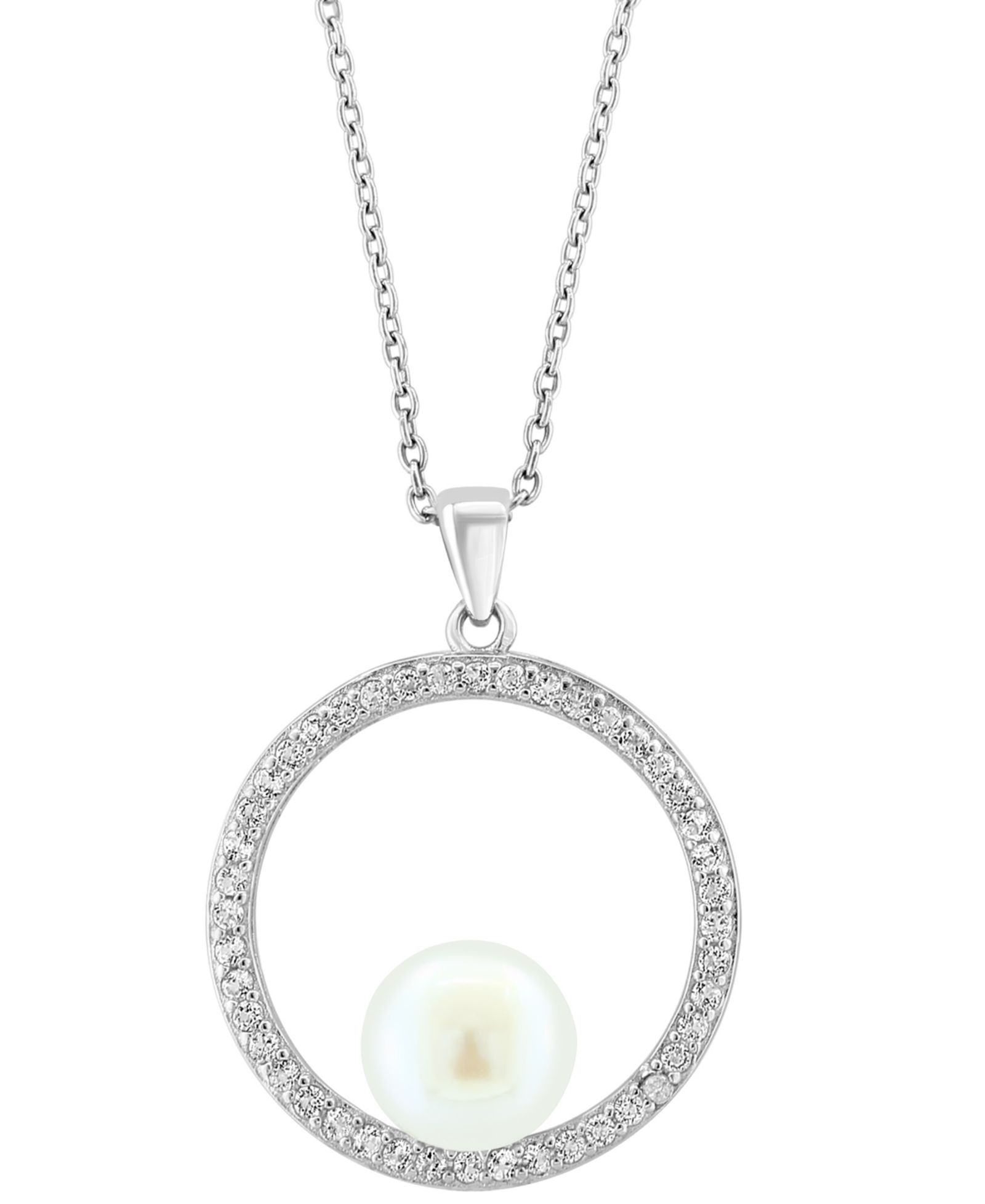 Подвеска EFFY Collection Freshwater Pearl (8.5-9mm) и White Topaz в стерлинговом серебре