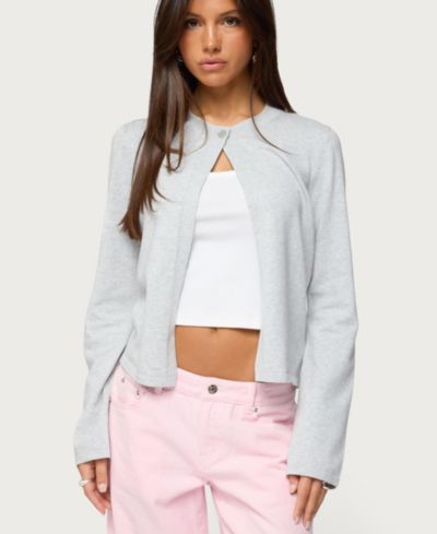 Edikted Women's Jenie Split Front Knit Cardigan Sweater