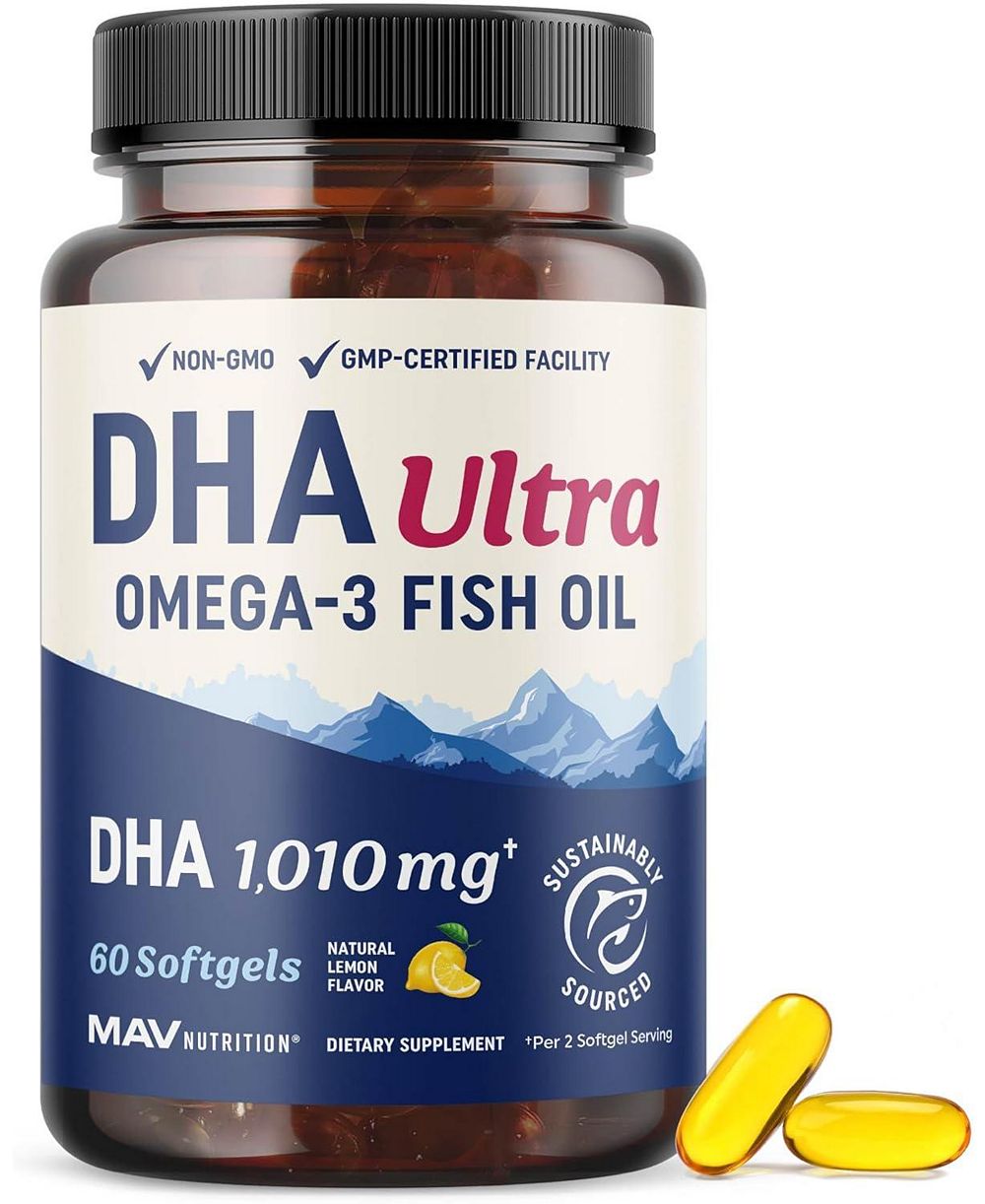 MAV Nutrition Мягкие капсулы рыбьего жира с высоким содержанием DHA, 60 шт.