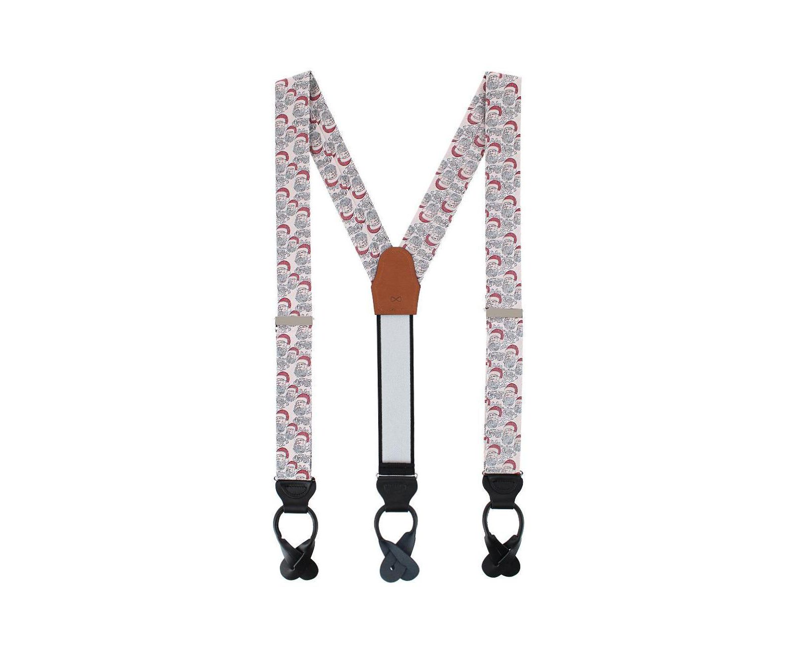 TRAFALGAR Men's Santa Claus Is Watching Silk Novelty Button End Suspenders