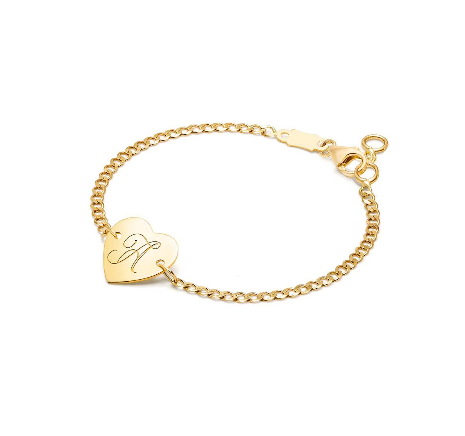 Золотой браслет Tiny Blessings 14K Gold Heart of Gold ID and Engraved Initial