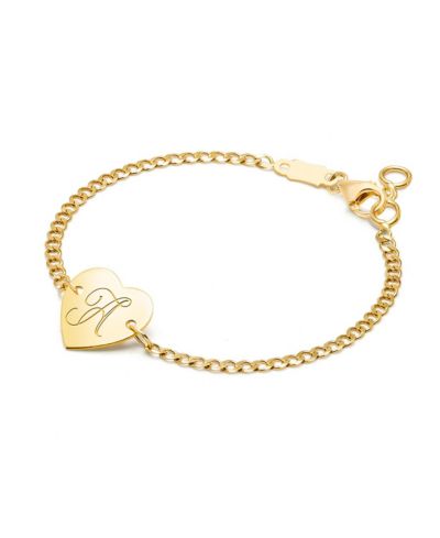Золотой браслет Tiny Blessings 14K Gold Heart of Gold ID and Engraved Initial