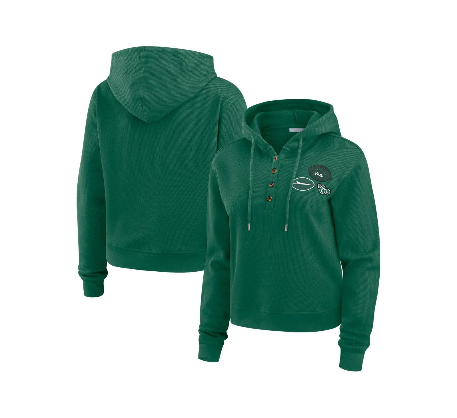 WEAR by Erin Andrews Женский худи New York Jets Waffle Pullover, зеленый