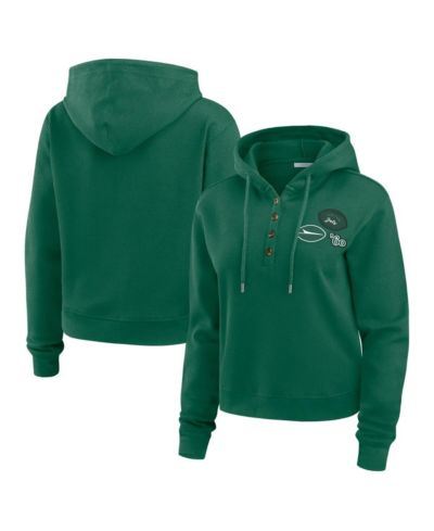 WEAR by Erin Andrews Women's Green New York Jets Waffle Hoodie Pullover Top