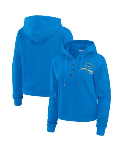 Женский вафельный худи WEAR by Erin Andrews Powder Blue Los Angeles Chargers Pullover Top