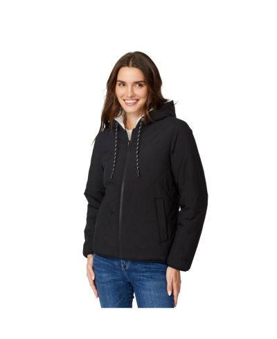 Free Country Женский Hooded Cirrus Quilted Reversible Jacket