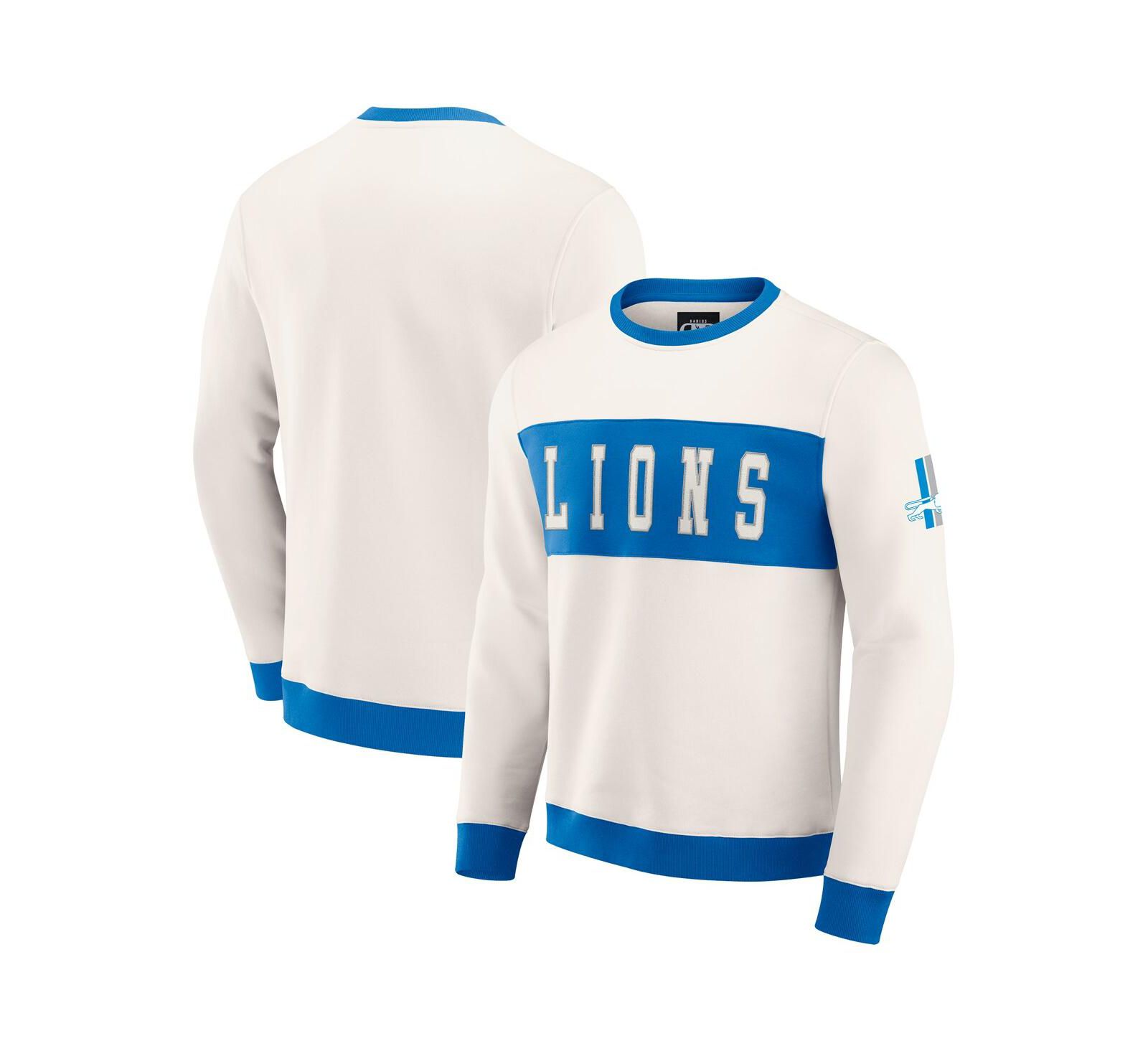 Мужской свитшот Darius Rucker Collection by Fanatics Cream Detroit Lions Color Block Crewneck