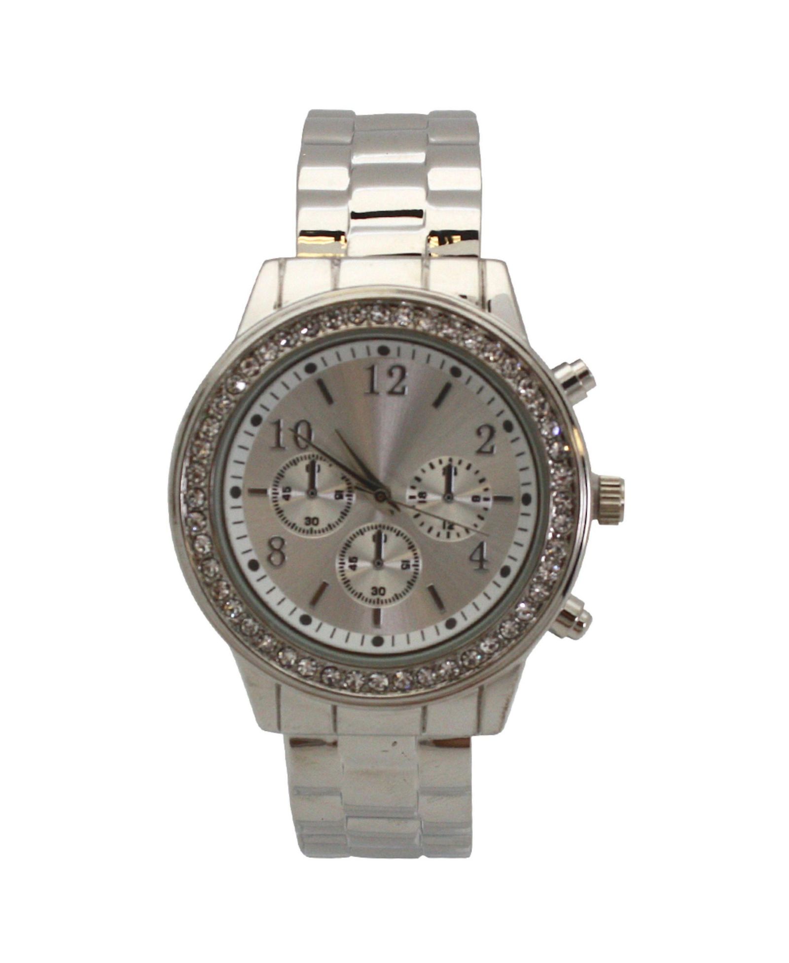 Браслет-часы Olivia Pratt Silver Rhinestone Bezel Chronograph