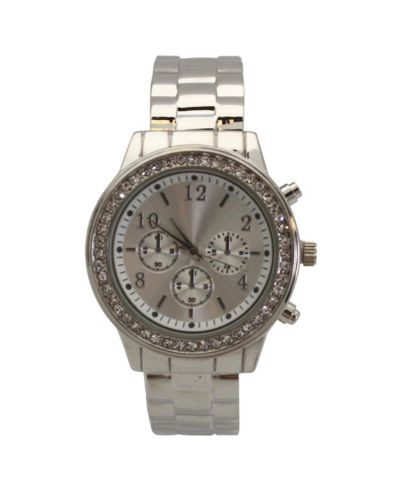 Браслет-часы Olivia Pratt Silver Rhinestone Bezel Chronograph