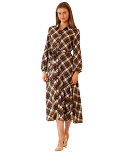 julia jordan Women's Long-Sleeve Plaid Shirtdress