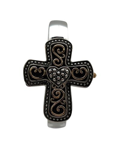 Olivia Pratt Two Tone Cross Shape Bangle Women Watch