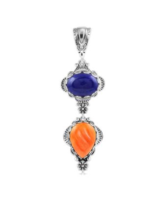 American West Jewelry линейный подвес-усилитель с лазуритом и спайни-оysters в форме груши и овала из стерлингового серебра