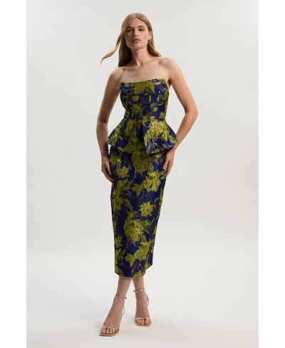 Karen Millen Women's Floral Jacquard Midi Pencil Dress