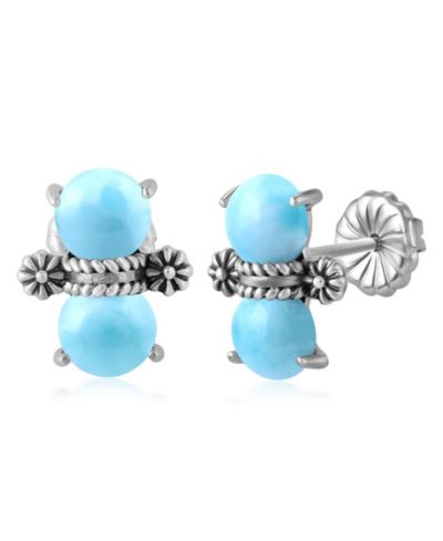 Серьги-гвоздики American West Jewelry Sterling Round Larimar Concha