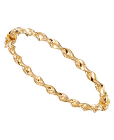 Macy's High Polished Twisted Bangle in 18k Yellow Gold Over Sterling Silver