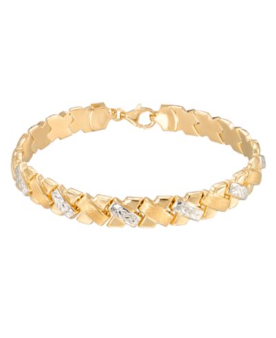 Macy's Diamond Cut Bracelet in 18k Two-Tone Gold Over Sterling Silver