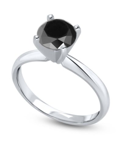 Кольцо с бриллиантом Black Diamond Round Solitaire 1 ct. t.w. в белом золоте 14k