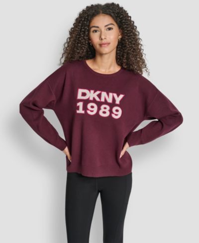 Женский текстурный свитер DKNY с логотипом и круглым вырезом