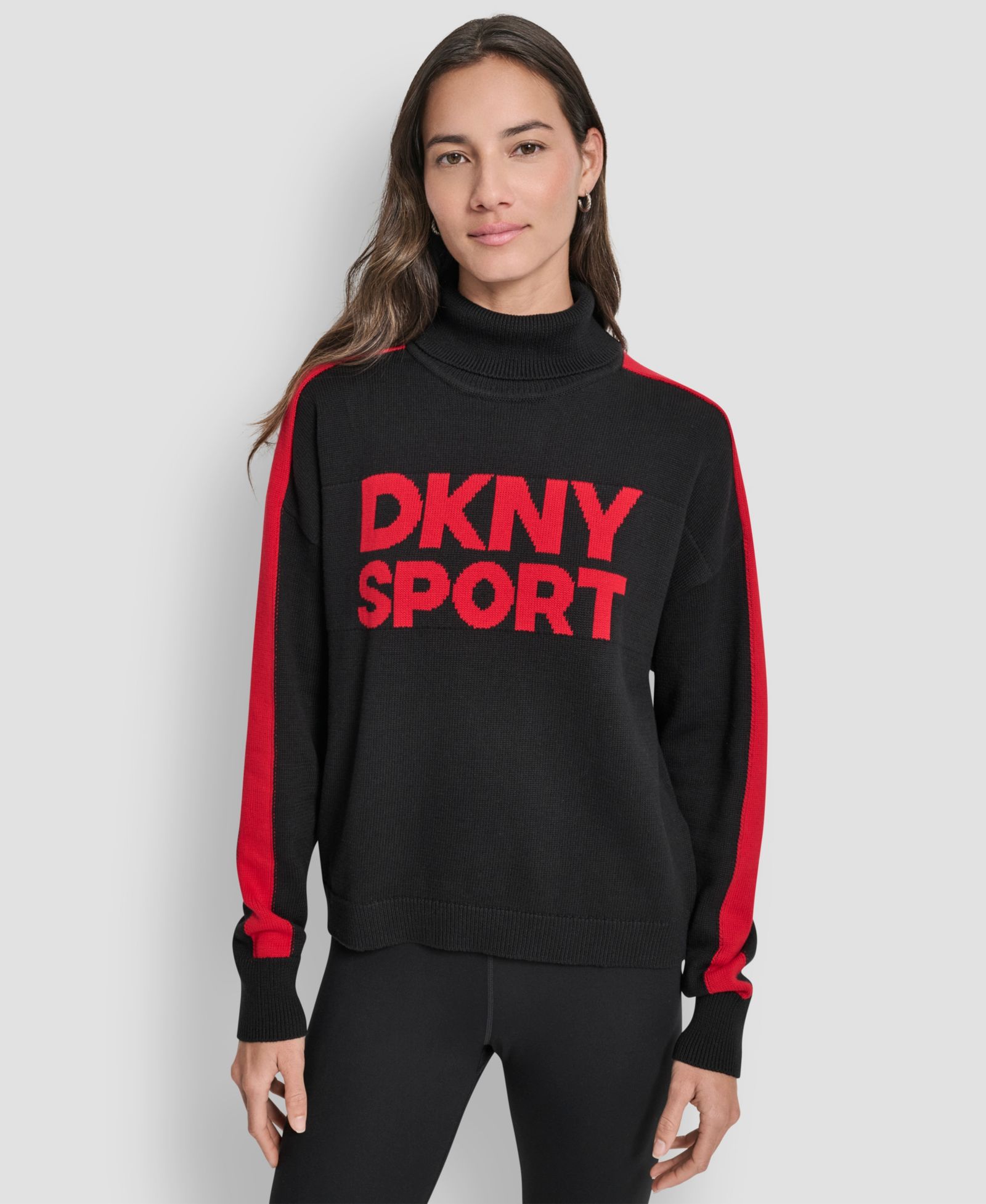 DKNY Women's Long-Sleeve Jacquard Logo Sweater