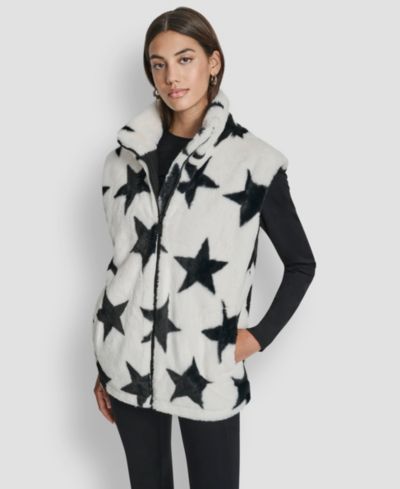 DKNY Женский жилет с принтом звезд из искусственного меха