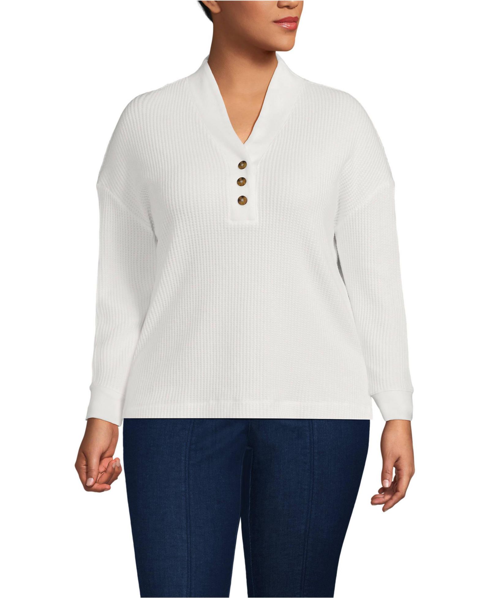 Женский джемпер Lands' End Plus Size с воротником-шалью
