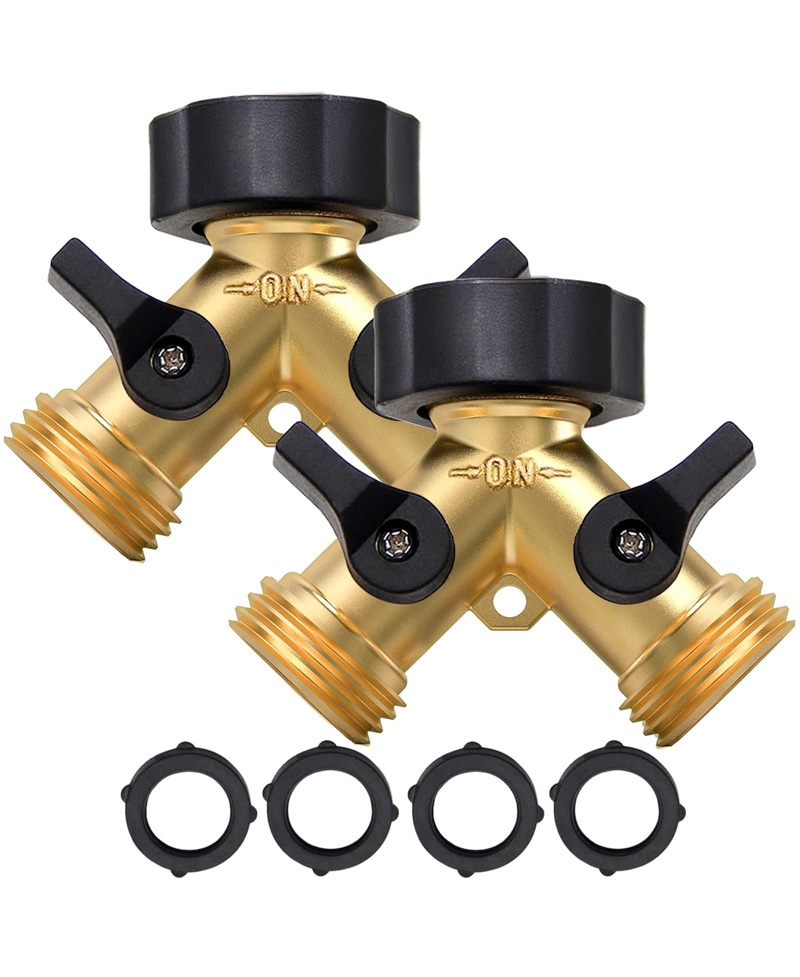 TWINKLE STAR 2-Pack Garden Hose Splitter Heavy Duty Brass Y Connector
