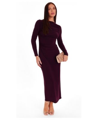 QUIZ Women's Long Sleeve Midaxi Dress