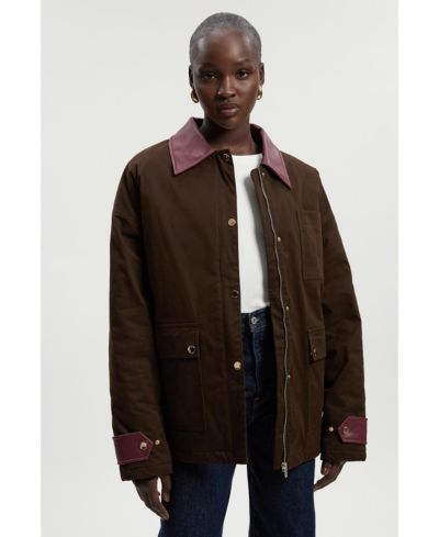 Karen Millen стеганая куртка Barn Jacket с контрастным воротником