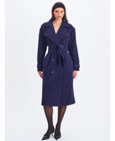 Пальто Miss Circle Women Jaelyn Midnight Blue Wool Blend Double-Breasted Belted