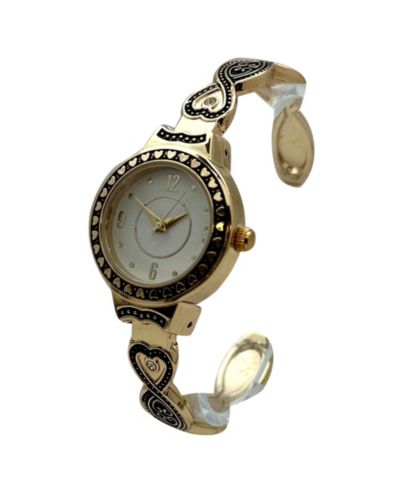 Женские часы Olivia Pratt Elegant Heart Detailed Band Bangle, Gold