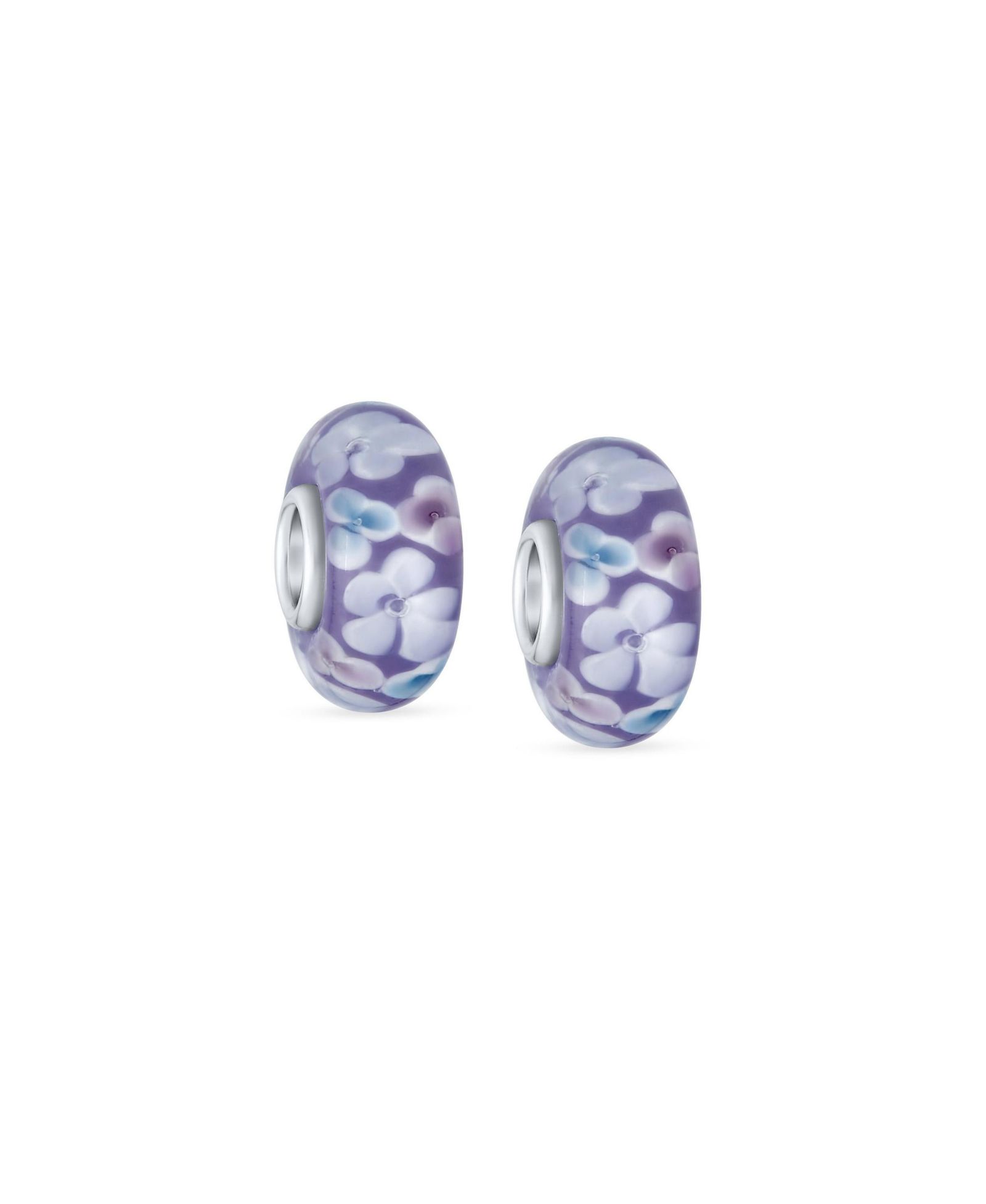 Набор подвесок Bling Jewelry Floral Design Murano Glass Spacer Charm Bead Sterling Silver