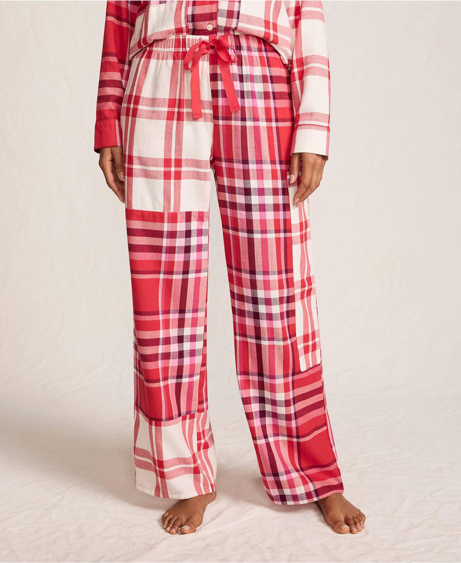 Lands' End Women's Flannel Patchwork Wide Leg Sleep Pants
